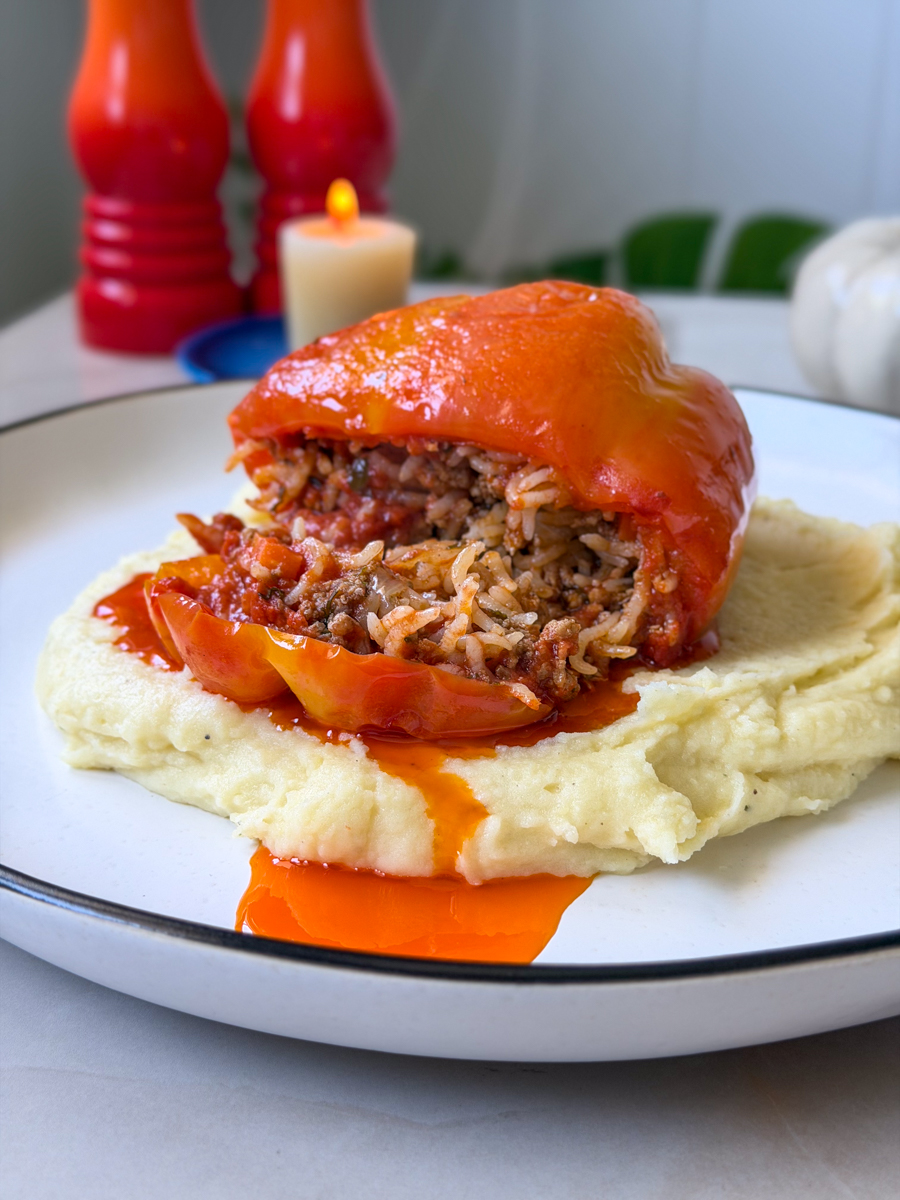 peppers stuffed with ground beef and rice