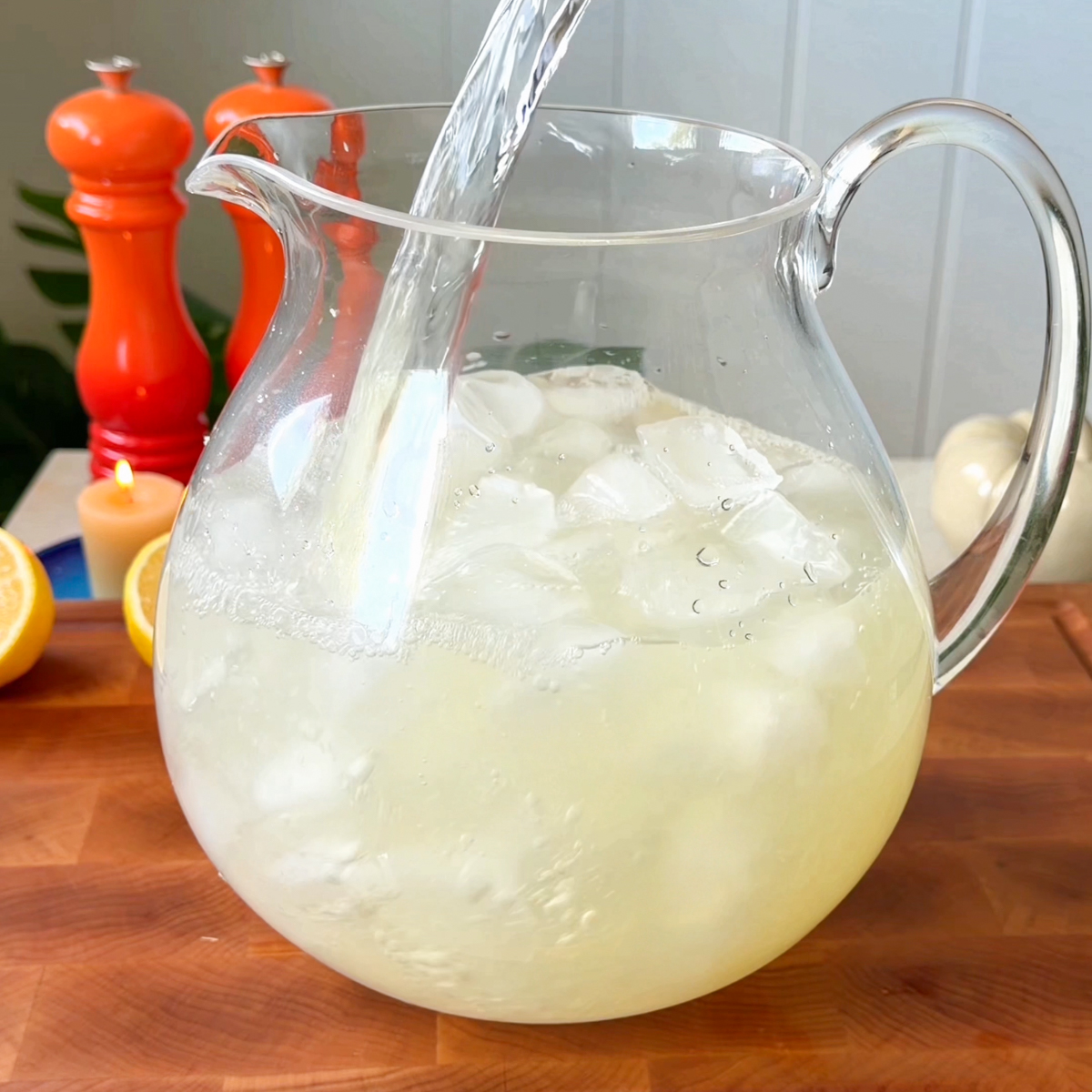 Juice the lemons & mix with water & ice in a pitcher!