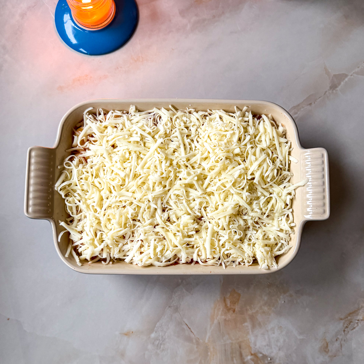 Top with mozzarella cheese & bake!